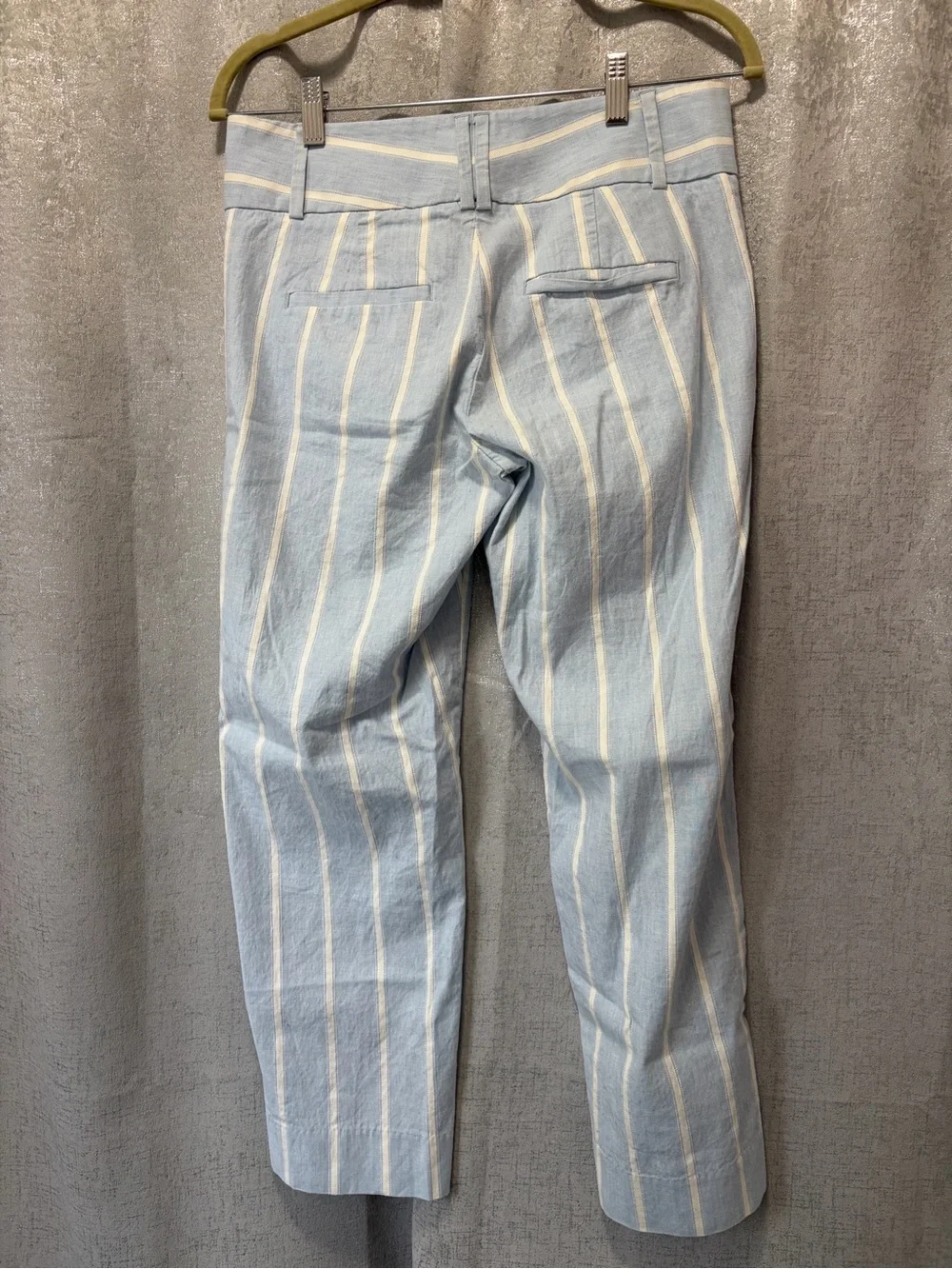 Banana Republic Linen Blend Light Blue Vertical Stripe Chinos 4
